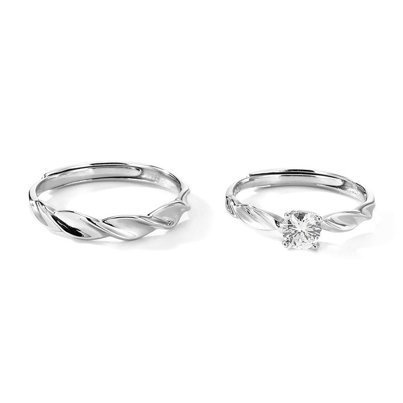 Women's & Men's Couple One Korean Simple Zircon Opening Rings