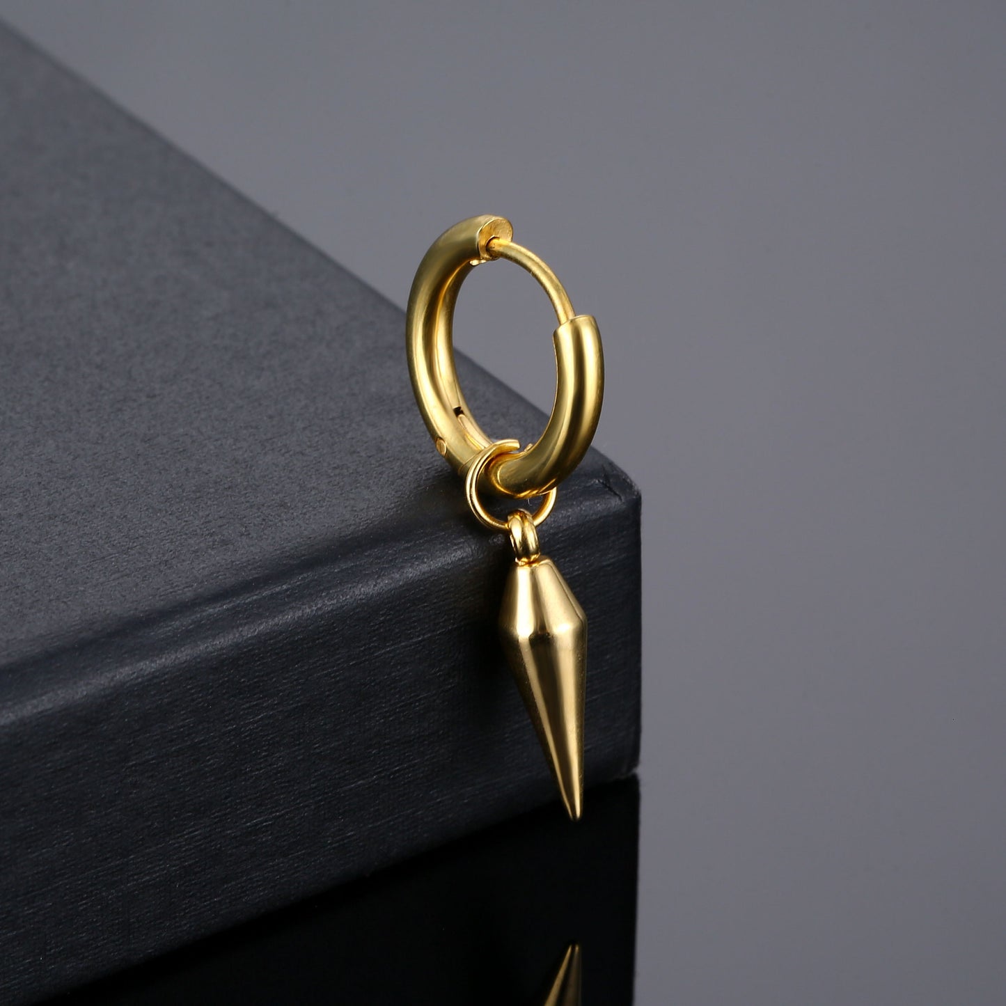 Korean Style Stainless Steel Coil Tapered Ear Earrings