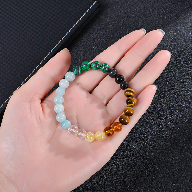 Natural Tigereye Citrine Malachite Beaded Wealth Bracelets