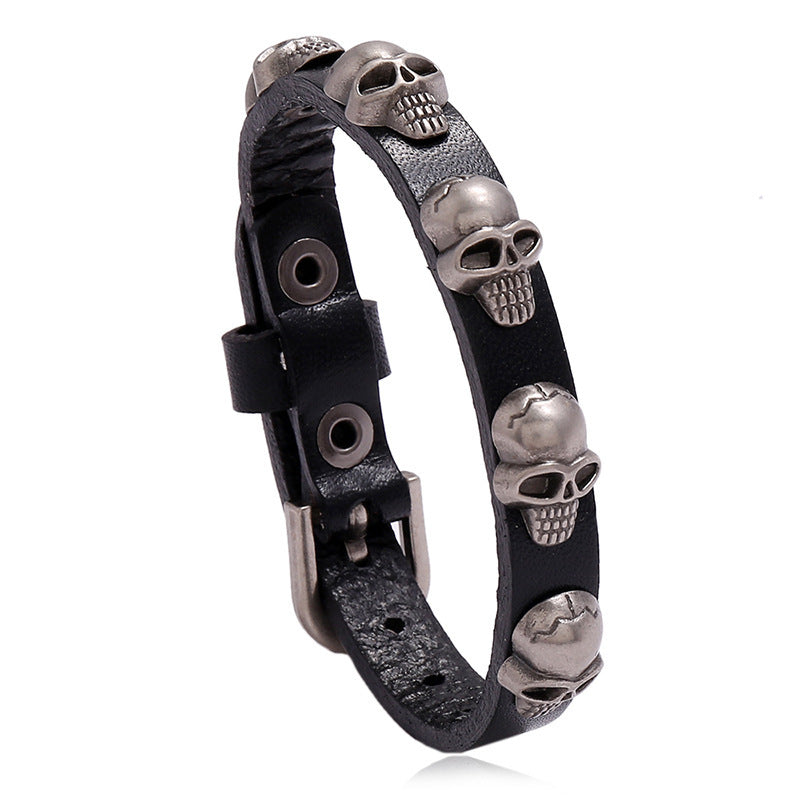 Women's & Men's Genuine Leather Skull Punk Rock Retro Bracelets