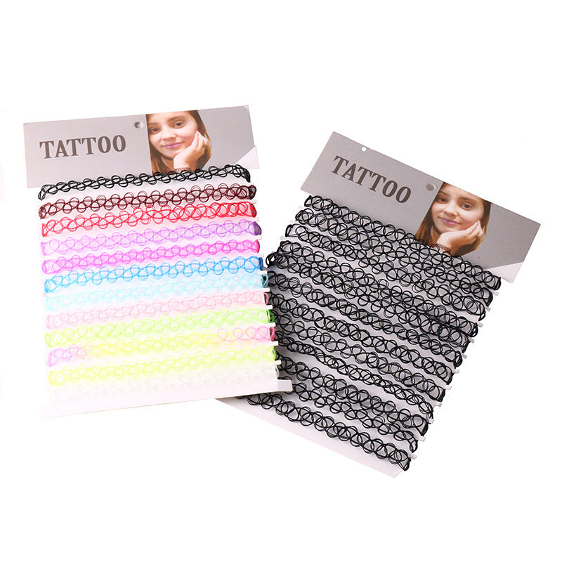 Simple Transparent Weave Vintage Hollow Imitation Tattoo Necklaces
