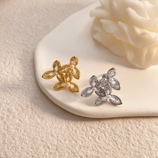 Luxury Minority Zircon Flower Female Fashion Advanced Earrings