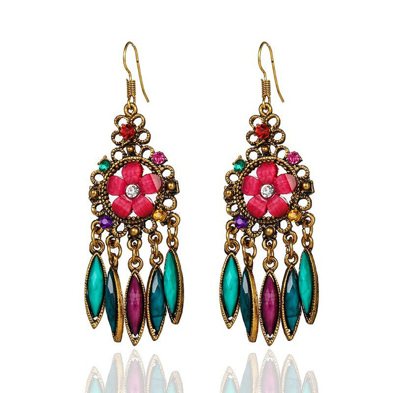Ethnic Style Your Colorful Vintage Flower Earrings