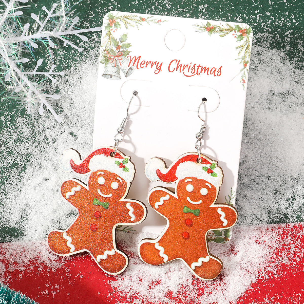 Series Cartoon Cute Creative Design Santa Claus Moon Earrings