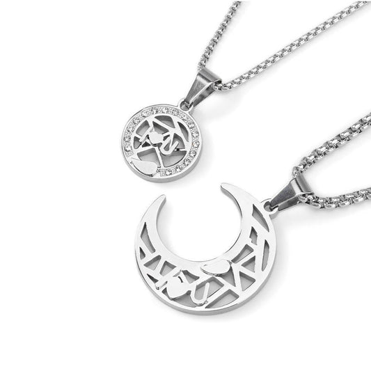Women's & Men's Moon Hollow Titanium Steel Gifts For Necklaces
