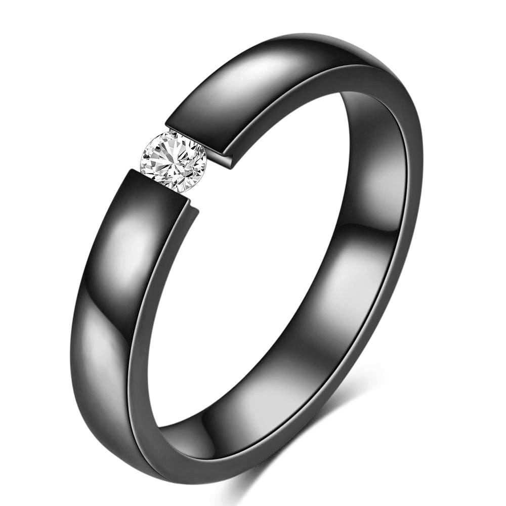 Simple Stylish Glossy Diamond Laser Stainless Rings