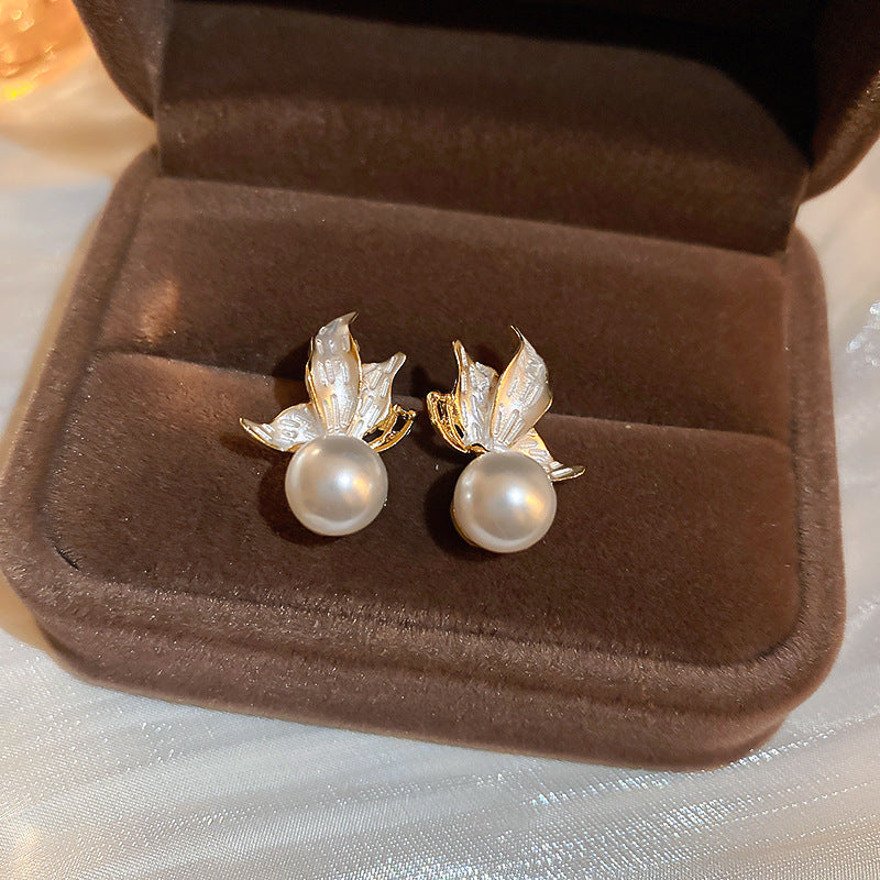 Pearl Round Korean Artsy Fashion Commuter Earrings