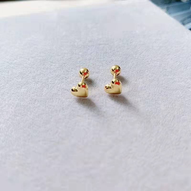 Simple Titanium Steel Fu Exquisite Small Screws Tightening Buckle Earrings