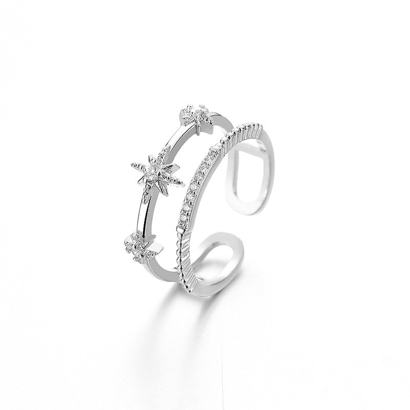 High-grade Light Luxury Tassel Six-pointed Chain Rings