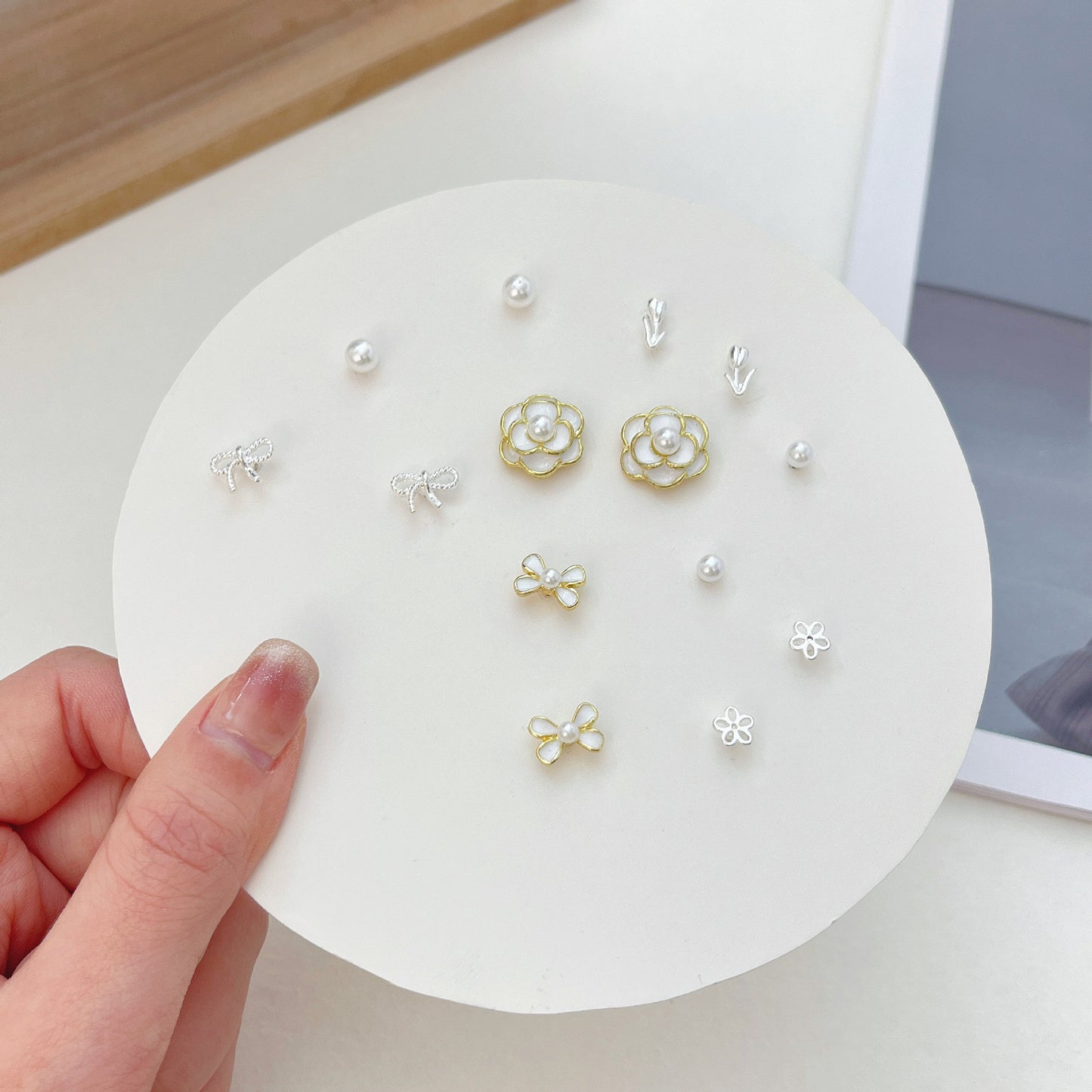 Pair Pack Sier Suit Cute Sweet Earrings