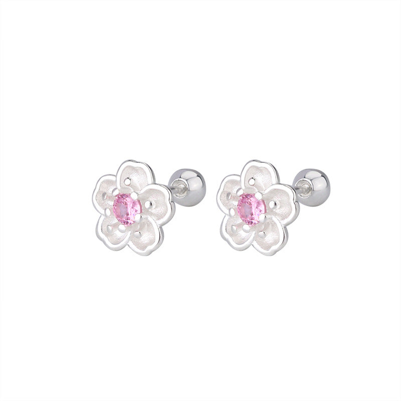 Cherry Blossom Ear Over There Temperamental Diamond Flower Earrings