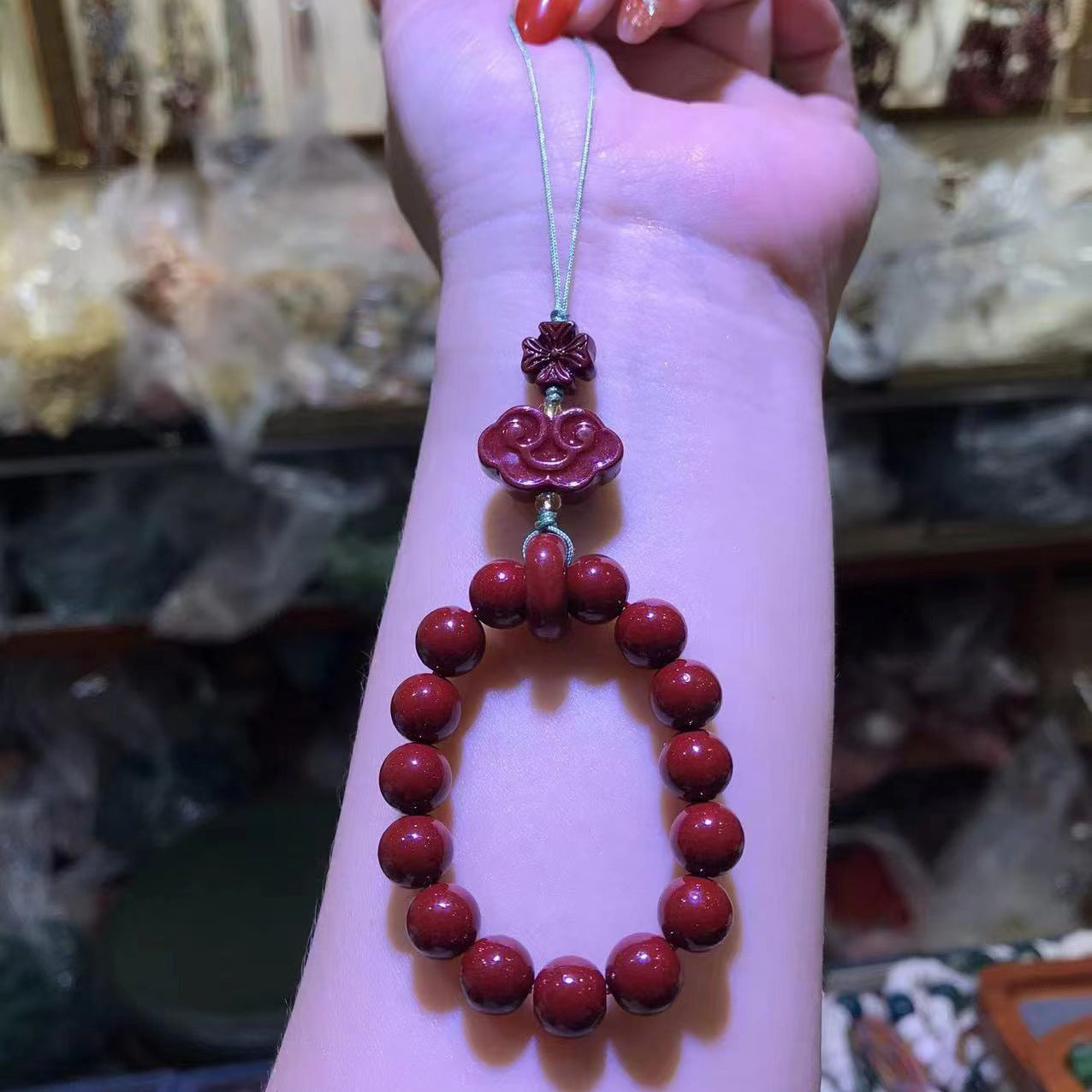 Women's Purple Gold Sand Cinnabar Beaded Single Ethnic Bracelets