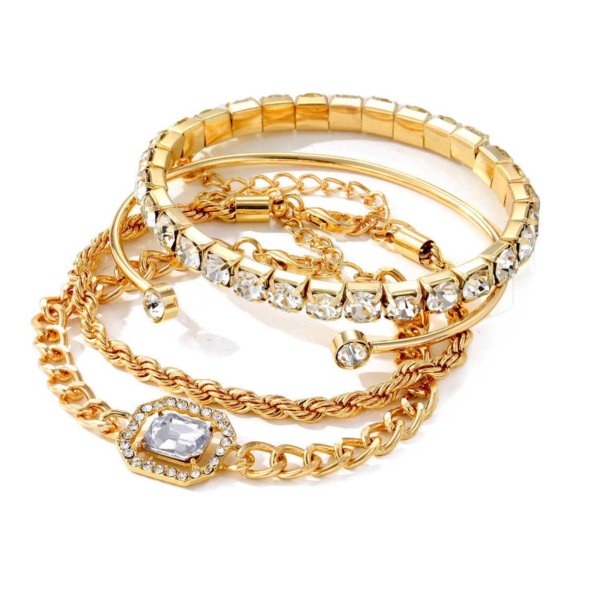 Women's & Men's High-grade Birthday Gift Fashion Gold Diamond Bracelets