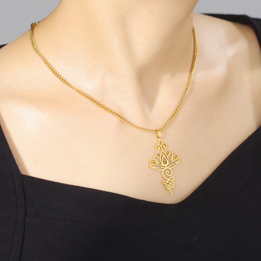 Style Flower Real Gold Plating Lotus Necklaces
