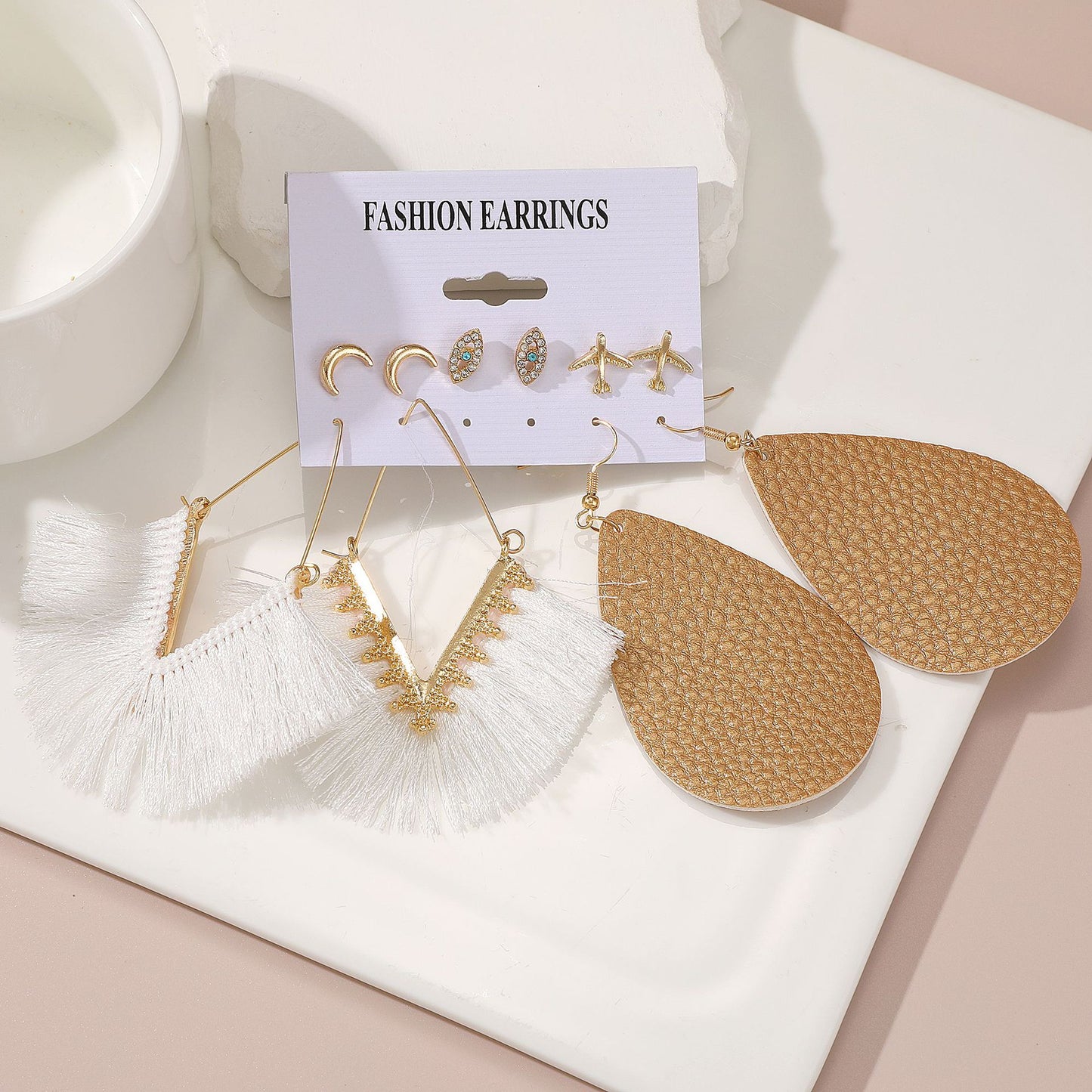 Pearl Creative Tassel Suit Boho Flower Earrings
