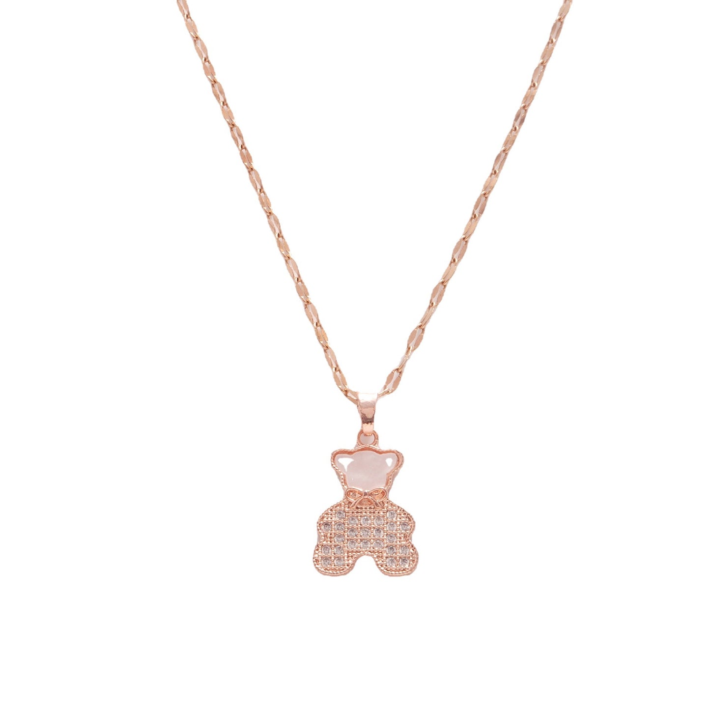 Women's Rose Gold Key Fu Lock Opal Korean Simple Fashion Necklaces