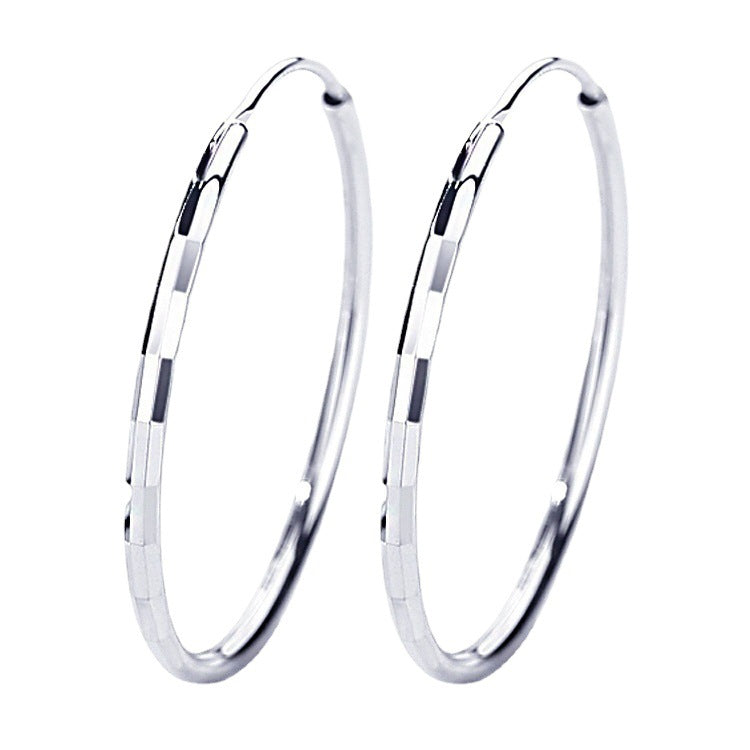 Women's Sier Fashionable Elegant Square Large Circle Earrings