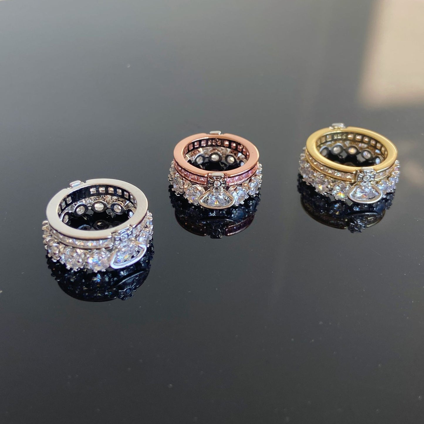 Of The West Twin Female Gold Double Layer Zircon Ring