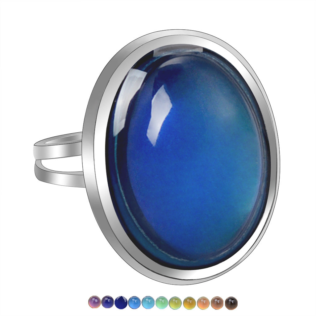 Women's Fashion Charm Opening Retro Gem Temperature Rings