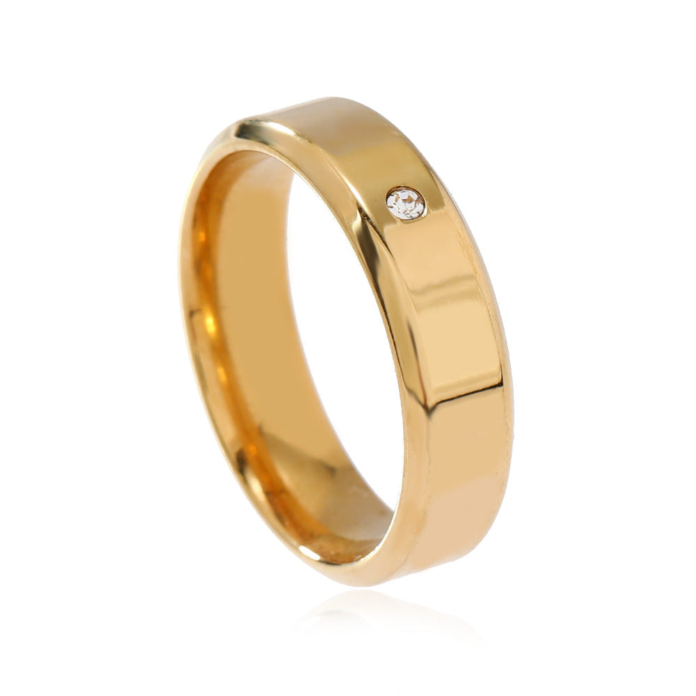 Men's Beveled Bright Surface Inlaid With Diamond Rings