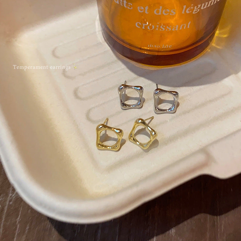 Gold Square Female Cold Style Niche High Sense Earrings