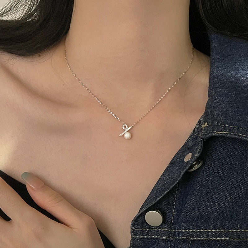 Design Percent Symbol Female Clavicle Chain Pearl Necklaces