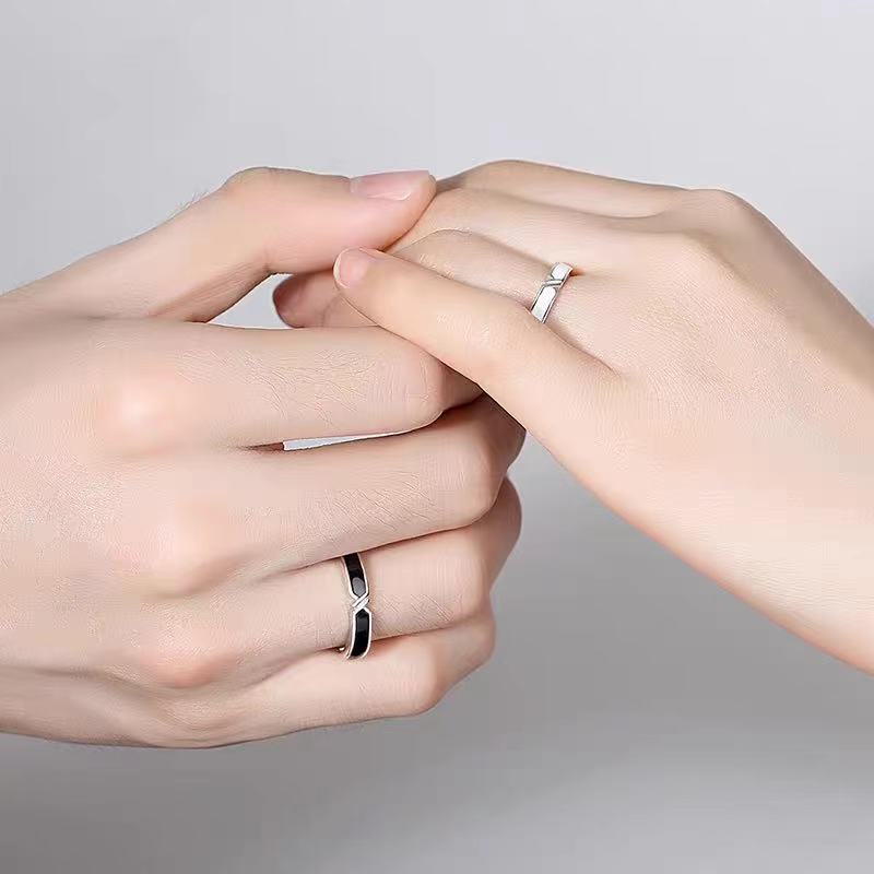 Women's & Men's Of Long-distance Love Black With Design Rings