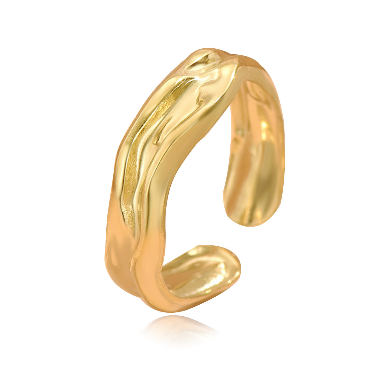 Irregular Surface Pleated Lava Female Cold Style Stainless Rings