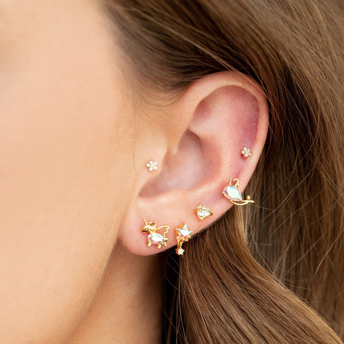 Unicorn Loving Heart Zircon Female Artistic Earrings