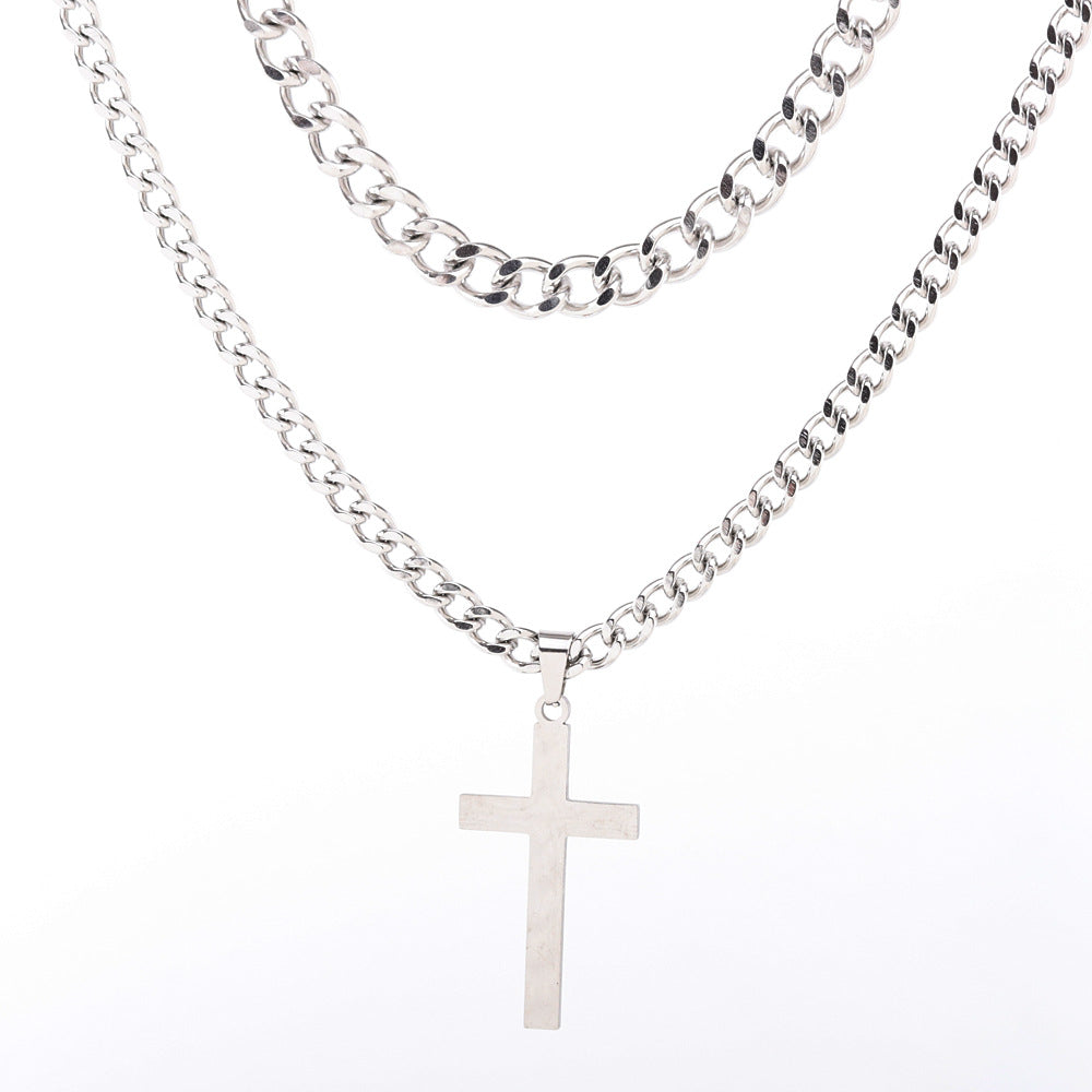 Men's Steel Cross Shelf Cuban Hemp Flowers Necklaces
