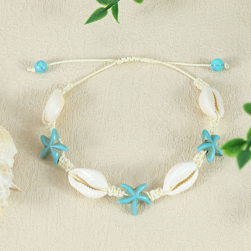 Style Natural Shell Starfish Hand Weaving Bracelets