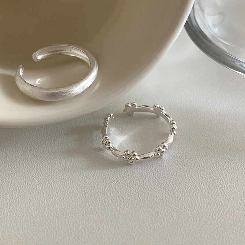 Style Little Flower Brushed Metal Open Female Fresh Simple Rings