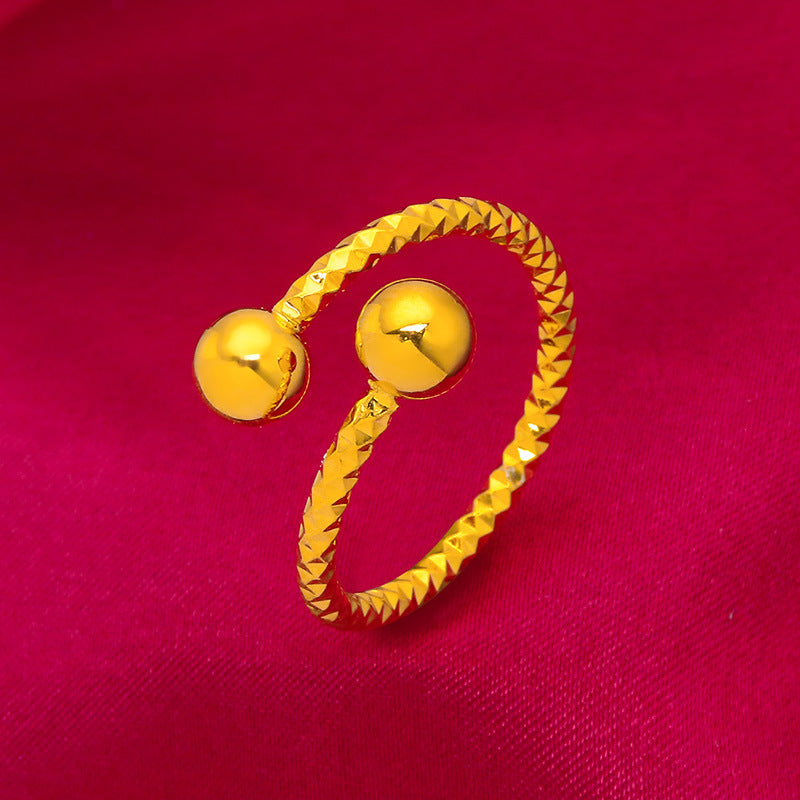 Women's Vietnam Placer Gold Bead Open Starry Rings