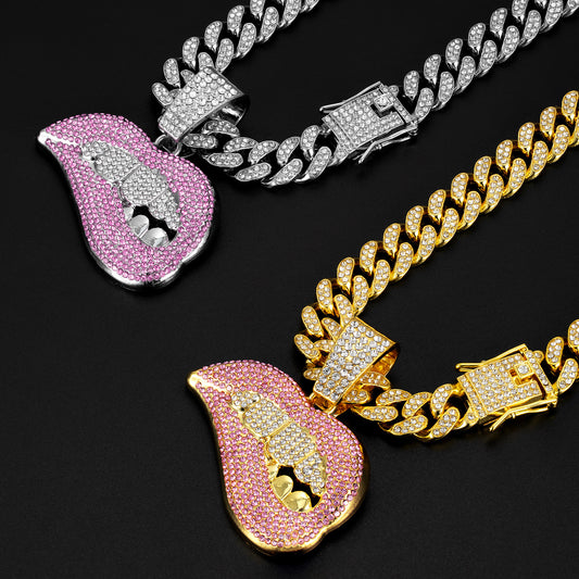 Men's Hipster Cuban Link Chain With Lip Necklaces