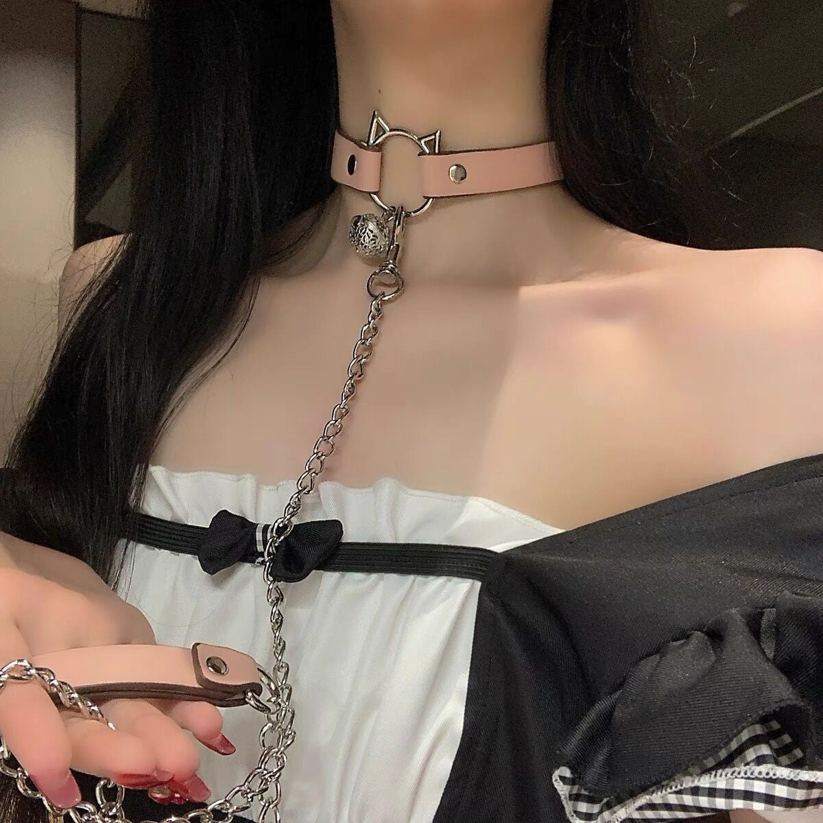 Bell Female Hand Holding Rope Neckband Clavicle Collar
