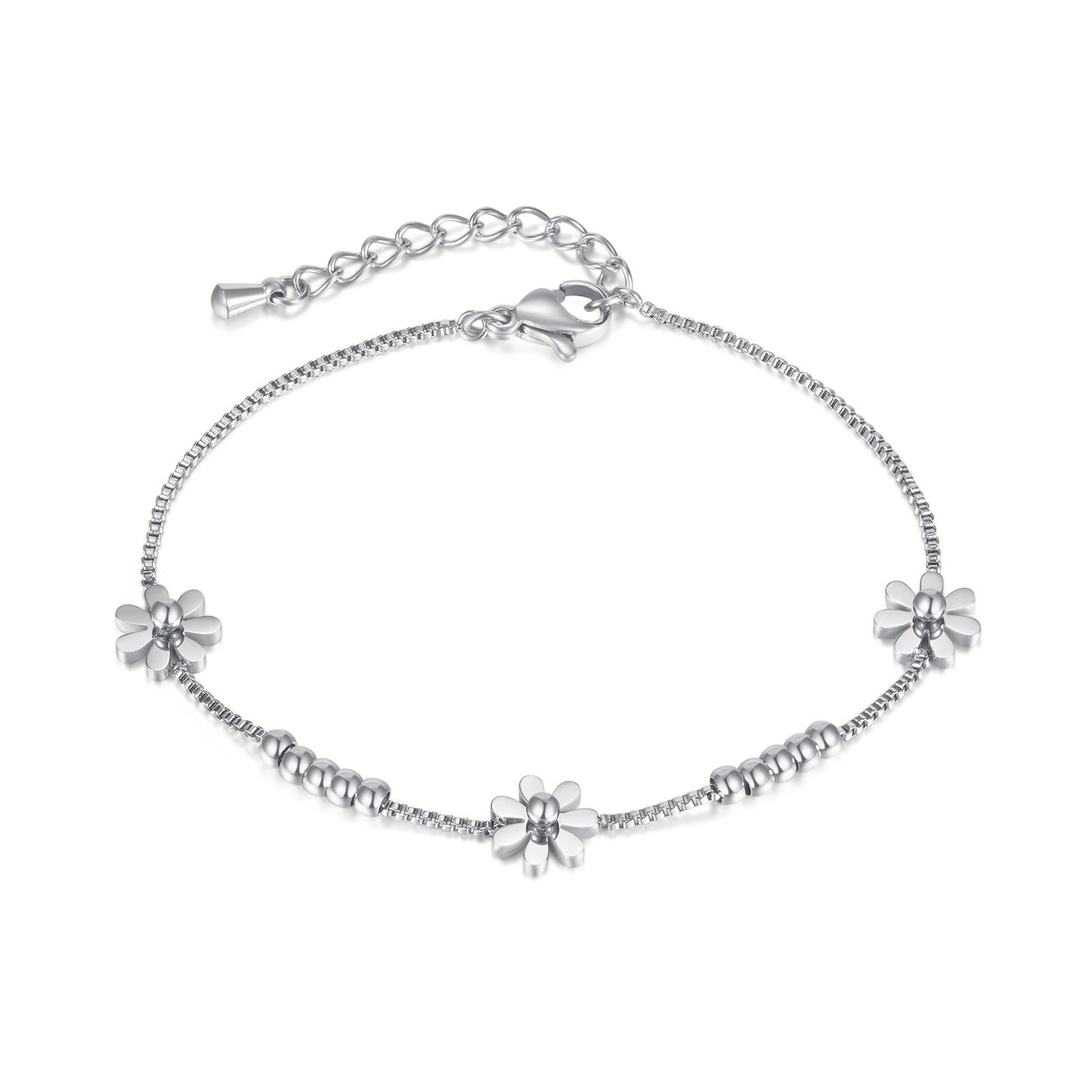 Women's Steel Rose Gold Plated Little Daisy Bracelets