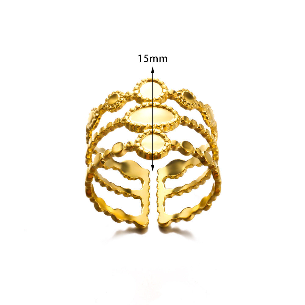 Women's Fashion Popular Open Stainless Steel Oil Pressure Heart-shaped Rings
