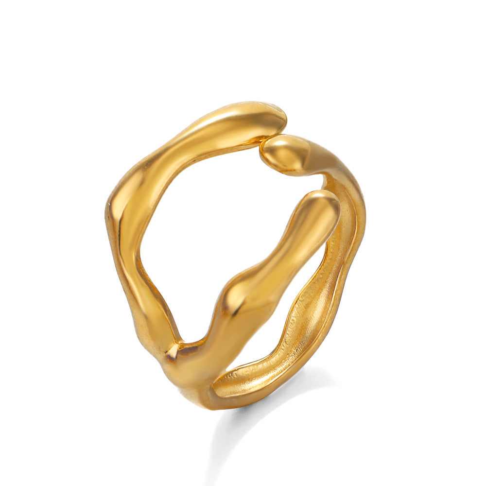 Popular Stainless Steel Shaped Open Gold Plated Rings