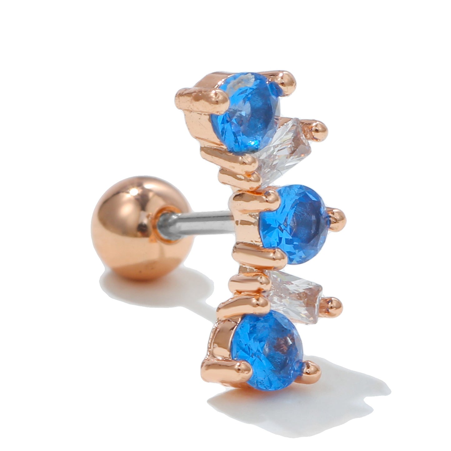 Color Zircon Ear Bone Stainless Steel Earrings