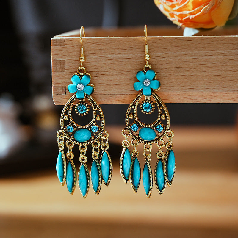 Ethnic Style Your Colorful Vintage Flower Earrings