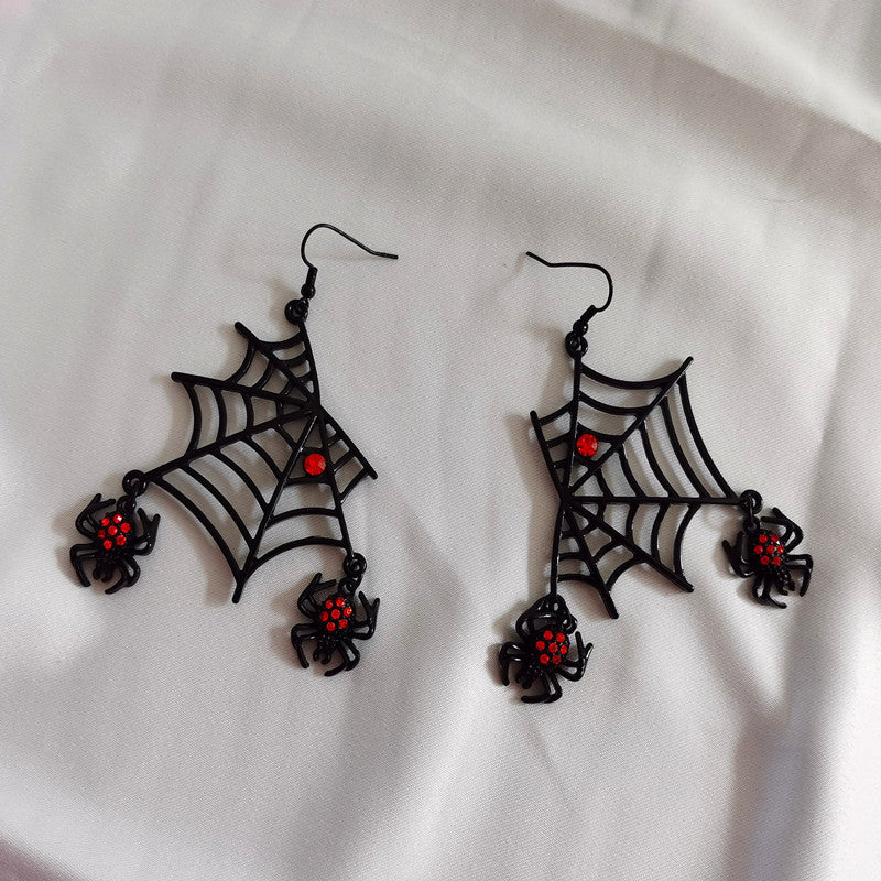 Web Hollow Tassel Dark Style Punk Niche Exaggerated Earrings
