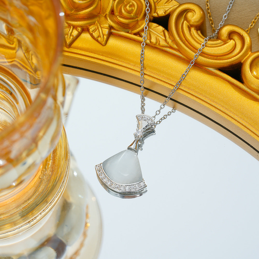 Women's Steel Diamond Opal Small Skirt Light Luxury Necklace
