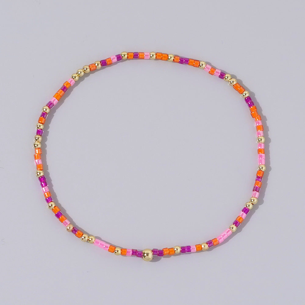 Women's Bohemian Style Copper Bead Colorful Handmade Bracelets