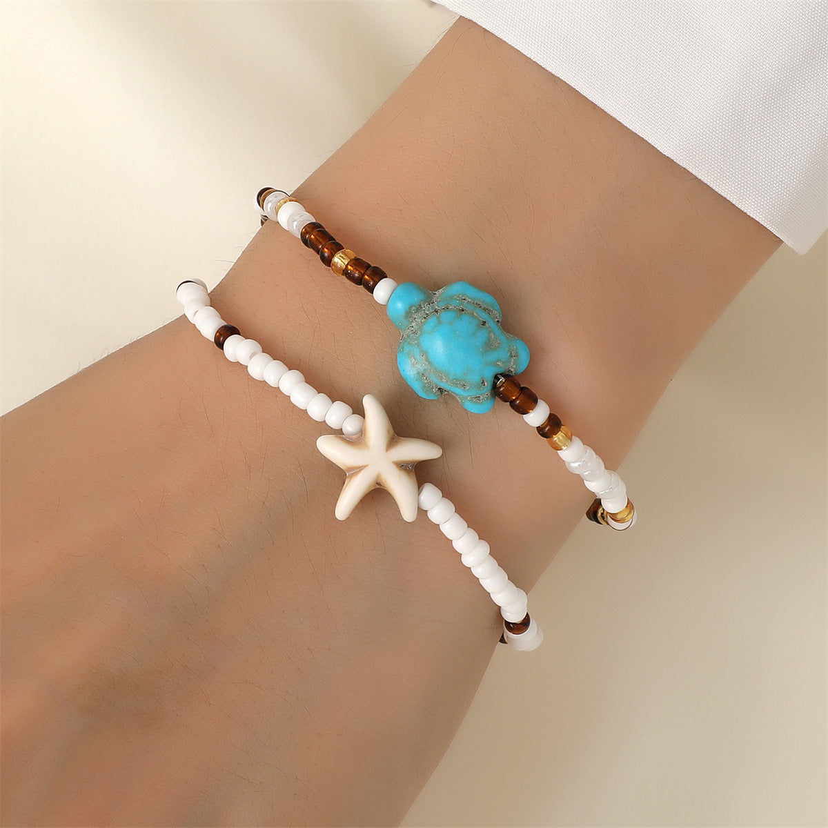 Style Irregular Turquoise Starfish Beads Niche Bracelets