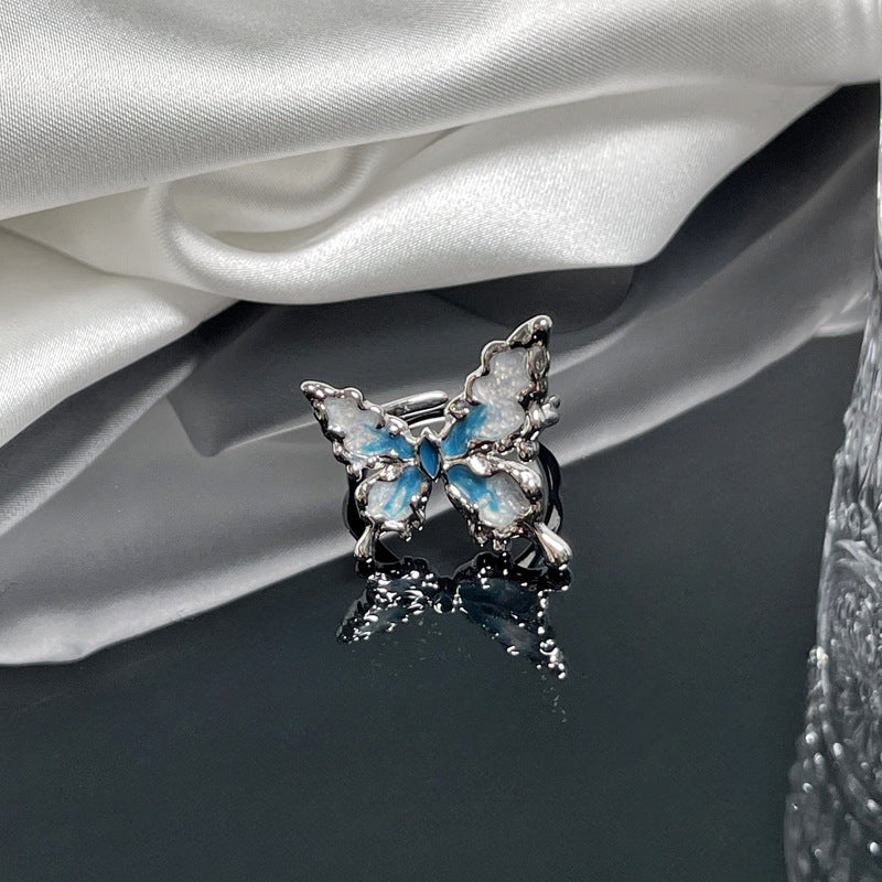 Style Lava Irregular Liquid Butterfly Female Adjustable Pleated Rings