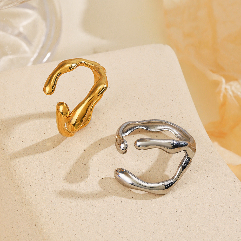 Stainless Steel Shaped Opening Gold-plated Irregular Rings