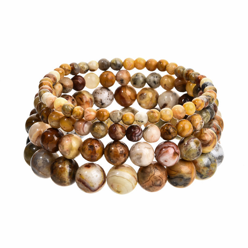 Stone Beaded Obsidian Black Line Rhodochrosite Bracelets