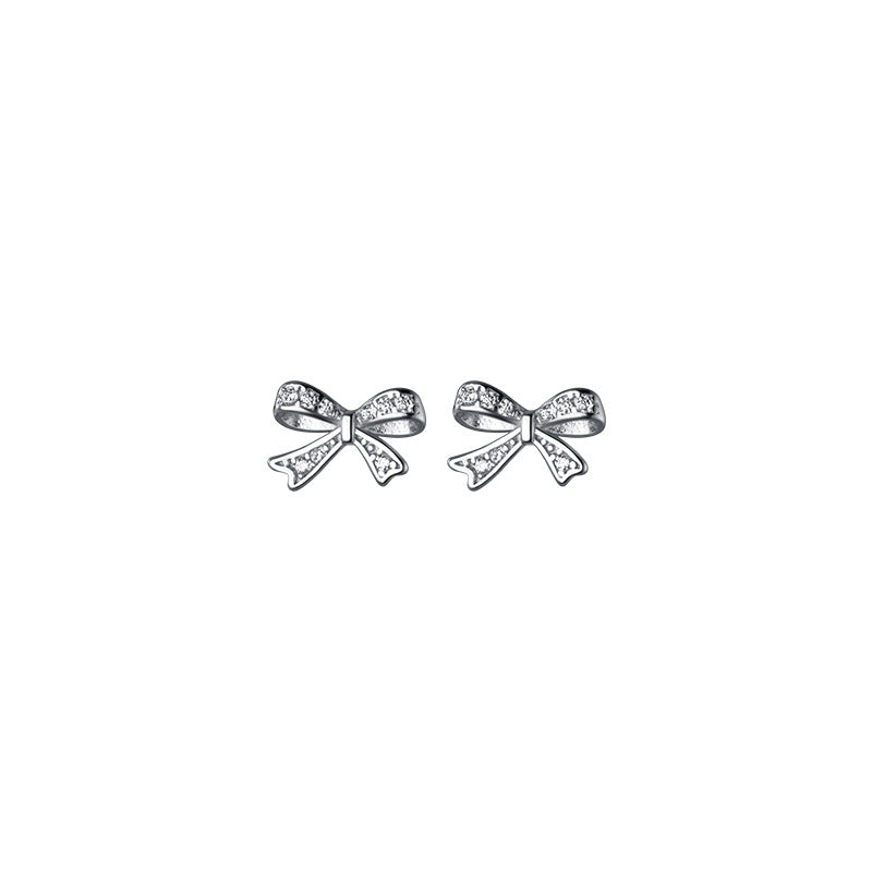 Love Lodge Sier Korean Style Artistic Temperament Bow Earrings