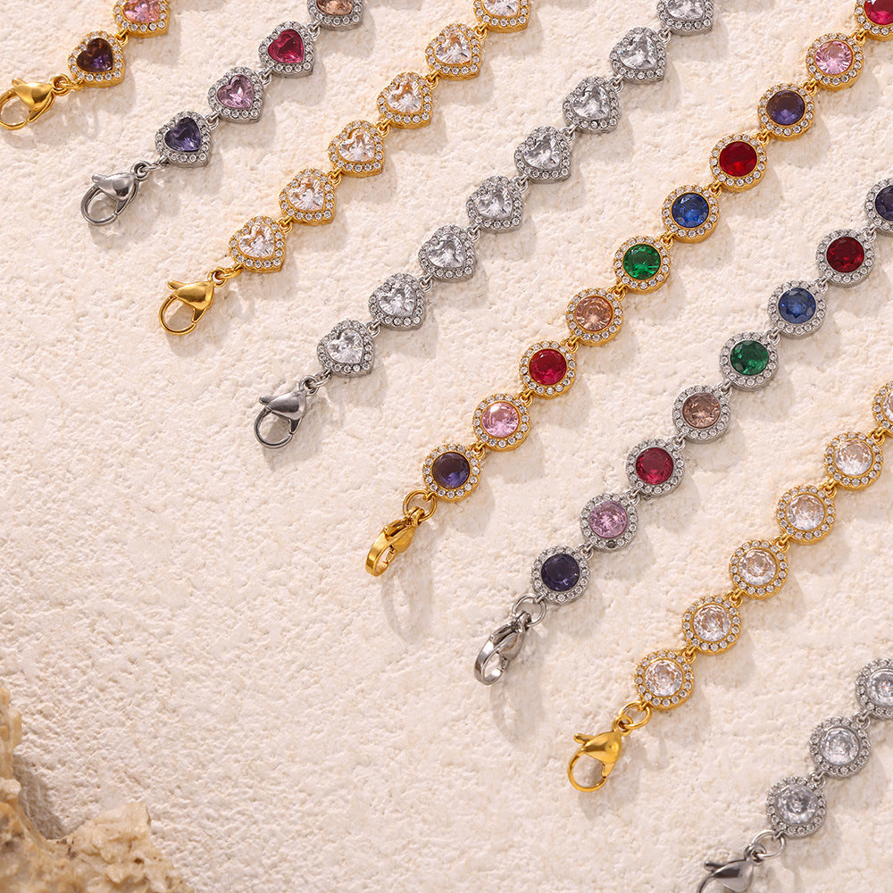 Stainless Steel Zircon Fashion Dopamine Advanced Shining Bracelets