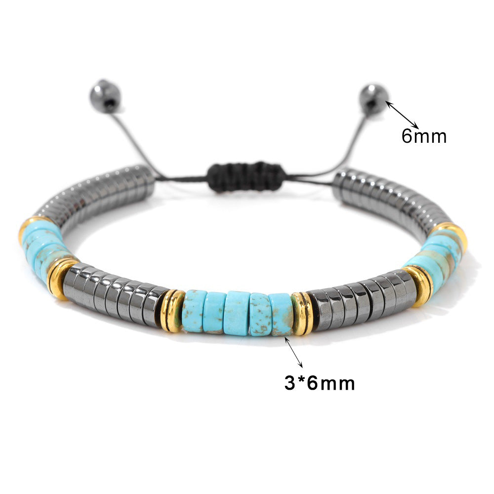 Women's & Men's Spacer Woven Design Turquoise Hollow Bead Bracelets